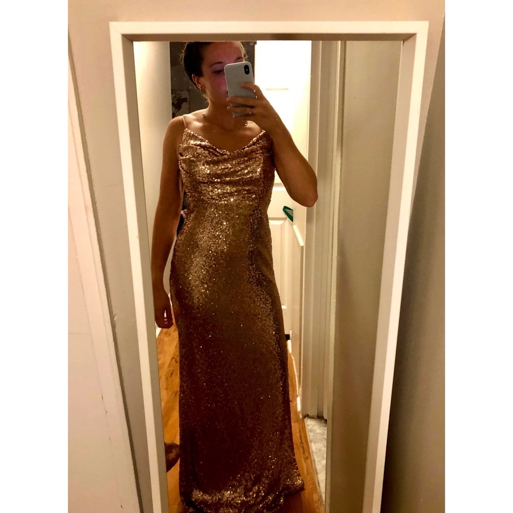 Revelry Sequin Skye Dress in Champagne Gold